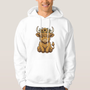 Hochlandkuh-Shirt Süße Sonnenblume Kalb Kunst Hoodie
