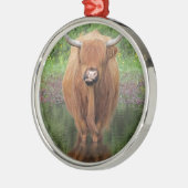 Hochlandkuh Silbernes Ornament (Links)