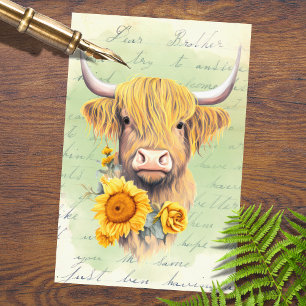 Hochlandkuh Sonnenblumen 1 Dekoupage Papier