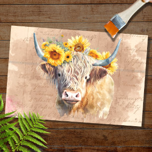 Hochlandkuh Sonnenblumen 5 Decoupage Paper Seidenpapier