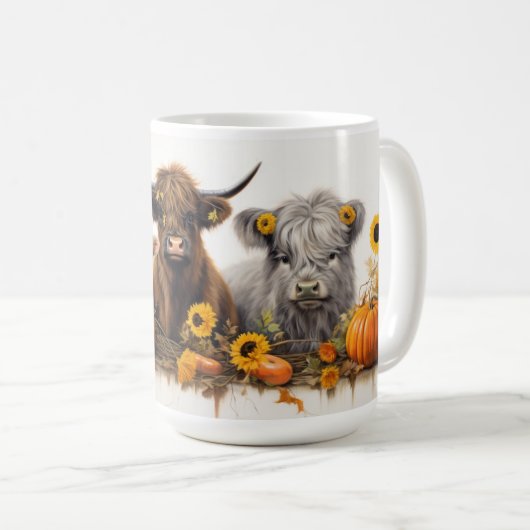 Hochlandkuh, Sonnenblumen Kaffeetasse (VorderseiteRechts)