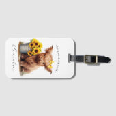 Hochlandkuh-Sonnenblumeneimer Gepäckanhänger (Vorderseite (Horizontal))