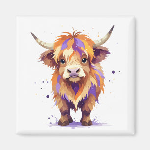 Hochlandkuh spielerisch Adorable Fun Animal Colorf Magnet