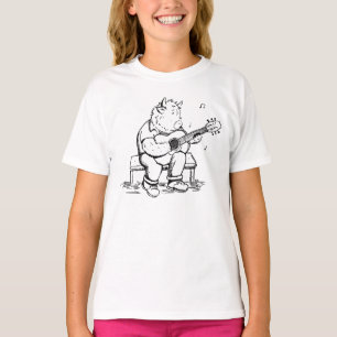 Hochlandkuh spielt akustische Gitarre T-Shirt