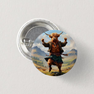 Hochlandkuh tanzt das Hochland Fling, Button