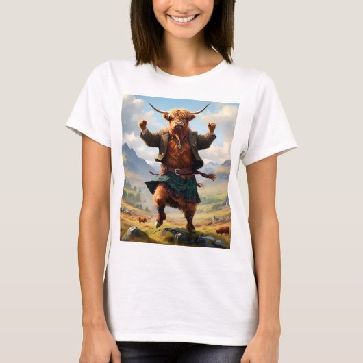 Hochlandkuh tanzt das Hochland Fling, T-Shirt (Vorderseite)