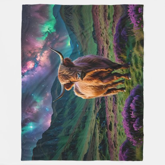 Hochlandkuh unter den Sternen Fleecedecke (Vorderseite)