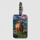 Hochlandkuh unter den Sternen Gepäckanhänger (Vorderseite Vertikal)