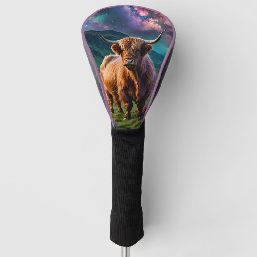 Hochlandkuh unter den Sternen Golf Headcover (Vorderseite)
