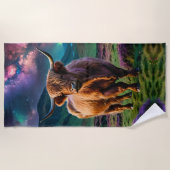 Hochlandkuh unter den Sternen Strandtuch (Vorderseite)