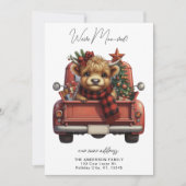 Hochlandkuh Vintager roter Lkw Weihnachtsverkehr Ankündigung (Vorderseite)