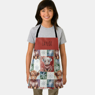 Hochlandkuh-Weihnachten Cute Personalisierte Kinde Schürze