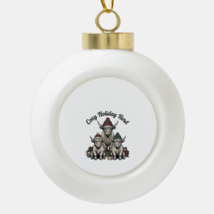 Hochlandkuh-Weihnachten Vintage-Feiertags-Herde-Ku Keramik Kugel-Ornament