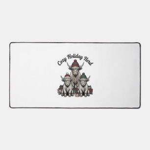 Hochlandkuh-Weihnachten Vintage-Feiertags-Herde-Ku Schreibtischunterlage