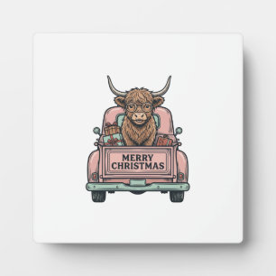 Hochlandkuh-Weihnachts-LKW-Vintage-Stickerei-Shirt Fotoplatte