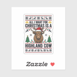 Hochlandkuh-Weihnachts-Vintage-Stickerei-Shirt Des Aufkleber