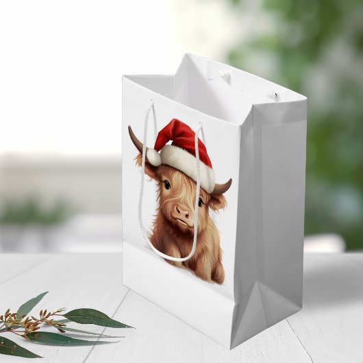 Hochlandkuh-Weihnachtsgeschenktasche Mittlere Geschenktüte