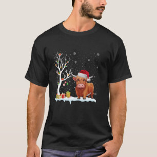 Hochlandkuh Weihnachtsmannmütze Festlicher Baum Ch T-Shirt