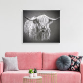 Hochlandkuh-Wrapped Canvas Print Leinwanddruck (Insitu (Wohnzimmer))