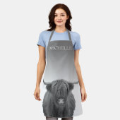 Hochlandkuhbauernhaus Cabin Gray Personalisiert Schürze (Getragen)