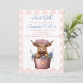 Hochlandkuhblütendusche Einladung (Stehend Vorderseite)