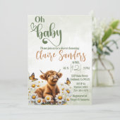 Hochlandkuhblütendusche Einladung (Stehend Vorderseite)