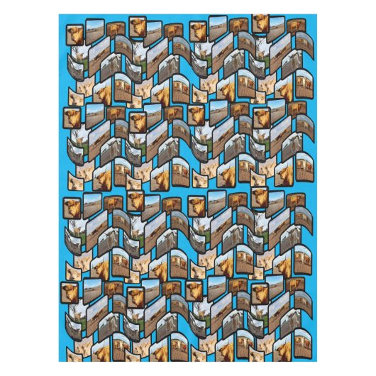 Hochlandkühe in einer Bildmontage, Tischdecke (Vorderseite)