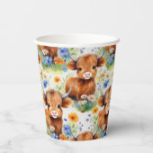 Hochlandkühe in freilebenden Blume Pappbecher (Rückseite)