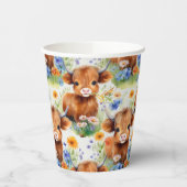 Hochlandkühe in freilebenden Blume Pappbecher (Links)