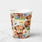 Hochlandkühe in freilebenden Blume Pappbecher (Rechts)