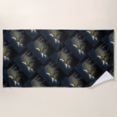 Hochlandkühe leuchten im Dunkeln, Strandtuch (Vorderseite)