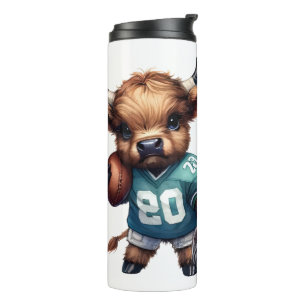 Hochlandkühe und Fußball Thermosbecher