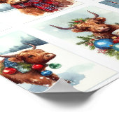 Hochlandkühe zu Weihnachten Poster (Ecke)