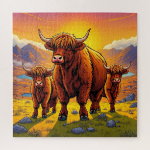 Hochlandkuhfamilie Puzzle