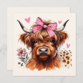 Hochlandkuhherz Feiertagskarte (Vorne/Hinten)