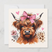 Hochlandkuhherz Feiertagskarte (Vorderseite)