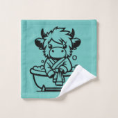 Hochlandkuhlicht Aquamarin Badhandtuch Set (Waschlappen)