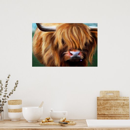 Hochlandkuhmalerei Poster (Küche)