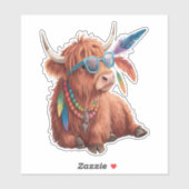 Hochlandkuhpng, Coole Kuhpng, Sonnenblase Aufkleber (Blatt)