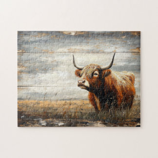 Hochlandkuhportrait auf Wetterwald Puzzle