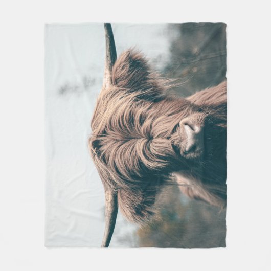 Hochlandkuhportrait Fleecedecke (Vorderseite)