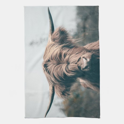 Hochlandkuhportrait Geschirrtuch (Vertikal)