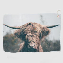 Hochlandkuhportrait Golfhandtuch