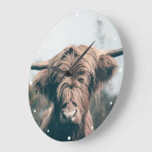 Hochlandkuhportrait Große Wanduhr (Winkel)