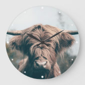 Hochlandkuhportrait Große Wanduhr (Vorderseite)