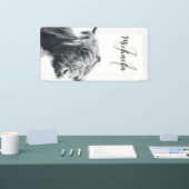 Hochlandkuhportrait Initialmonogramm Schwarz-weiß Banner (Messe)