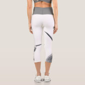 Hochlandkuhportrait Initialmonogramm Schwarz-weiß Capri Leggings (Rückseite)