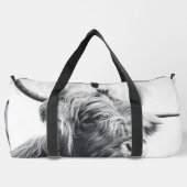 Hochlandkuhportrait Initialmonogramm Schwarz-weiß Duffle Bag (Rückseite)