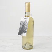 Hochlandkuhportrait Initialmonogramm Schwarz-weiß Flaschenanhänger (Angewinkelt)