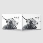 Hochlandkuhportrait Initialmonogramm Schwarz-weiß Gästebuch (Voll)